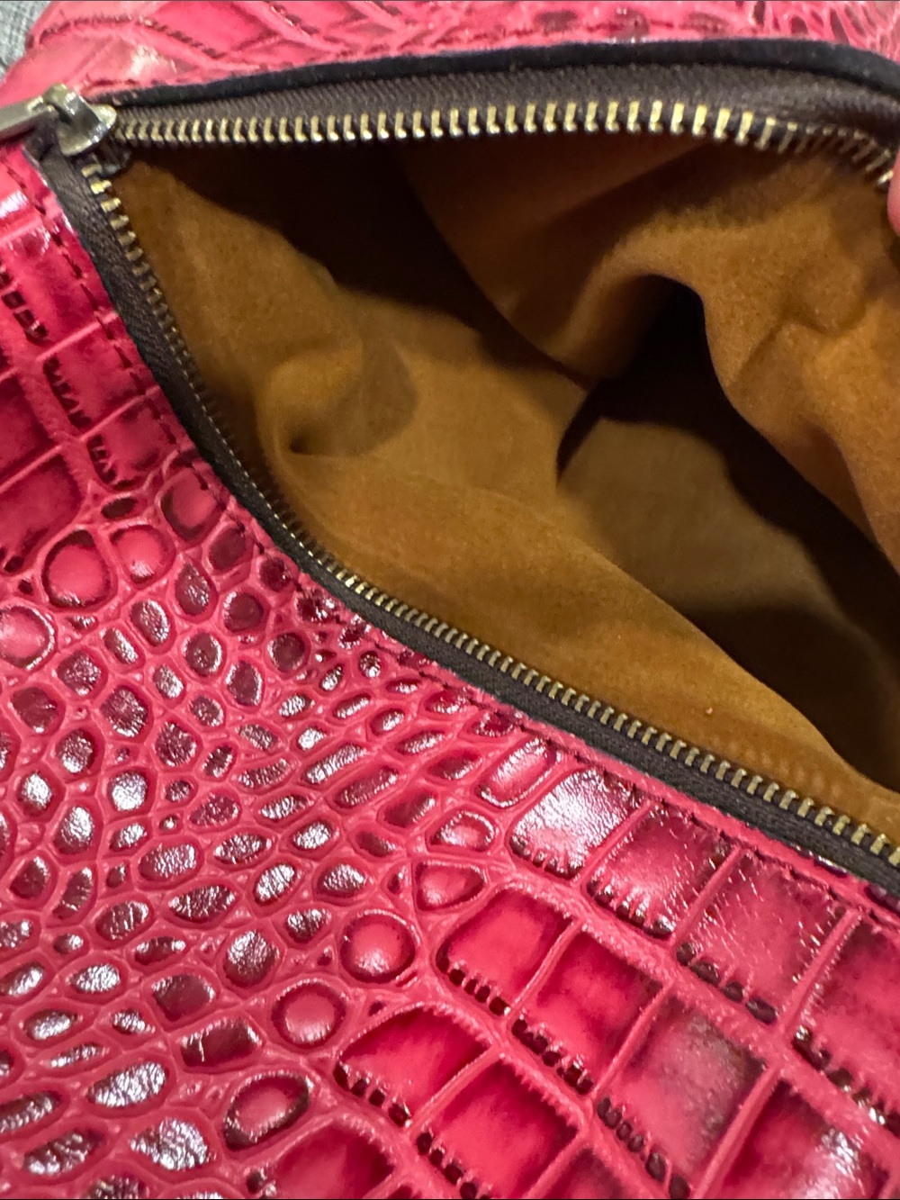 Patricia Nash Bag Novella Frame Bag in Magenta Croc Embossed Leather Crossbody - Picture 16 of 17